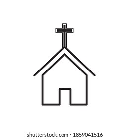 Church Flat Icon Vector Logo Template Illustration Design