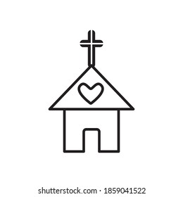 Illustrationsdesign für Vektorgrafiken mit kirchlichem Flachbild-Logo