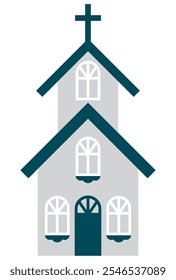
Ilustração plana da igreja, vetor da igreja simples 