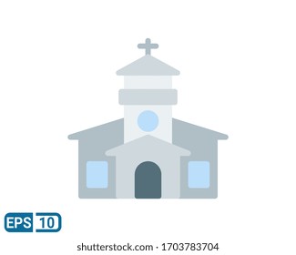 ícono de estilo plano de iglesia sobre fondo blanco. para diseño gráfico, sitio web, UI. EPS 10