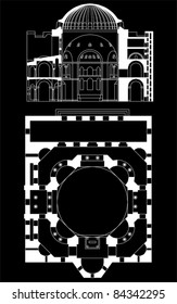 church floor plan and intersection, vector