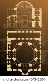 church floor plan and intersection, vector