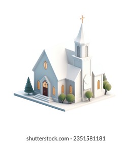 Church flyer portrayed as a 3D minimal design, great for an announcement or event.