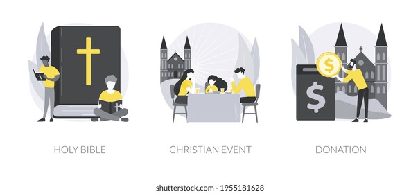 Church Gathering Abstract Concept Vector Illustrations.