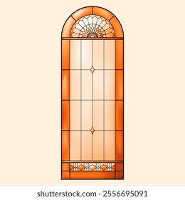 Church glass window. Christian frame. Warm mesh colors.