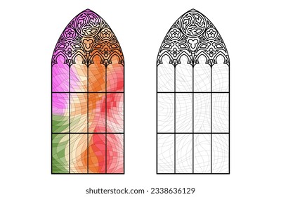 Hoja de cálculo de vidrio de la iglesia. Ventana de resumen de color.