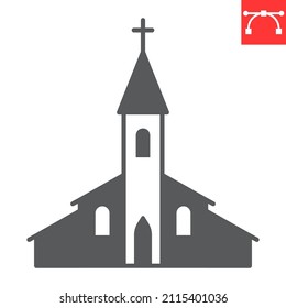 Church glyph icon, god and christianity, church vector icon, vector graphics, editable stroke solid sign, eps 10.