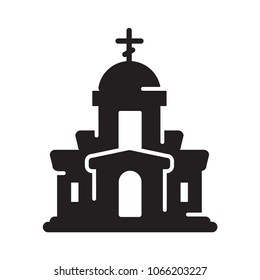 Church glyph icon. Urban environment vector sign, pictogram, illustration. Isolated on white background.