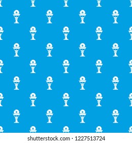 Church goblet glyph pattern vector seamless blue repeat for any use