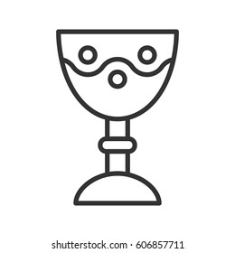 Church goblet linear icon. Chalice thin line illustration. Holy water bowl contour symbol. Vector isolated outline drawing
