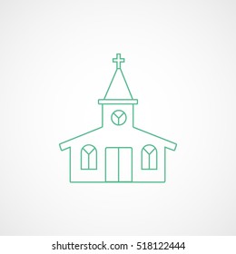 Church Green Line Icon On White Background