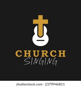 church guitar vector illustration logo design