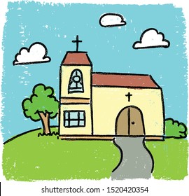 church hand drawn cartoon doodle illustration crosss spirituality 