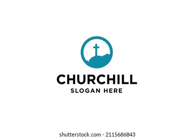 Church hill logo design vector illustration.