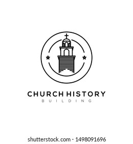 Church History Logo Badge Monoline