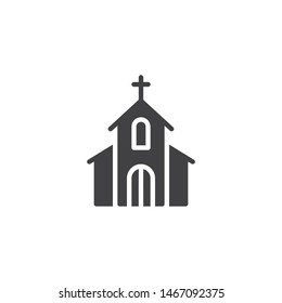 Church with holy cross vector icon. filled flat sign for mobile concept and web design. Church building glyph icon. Symbol, logo illustration. Vector graphics