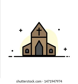Church, House, Easter, Cross  Business Flat Line Filled Icon Vector Banner Template