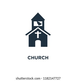 Church icon. Black filled vector illustration. Church symbol on white background. Can be used in web and mobile.