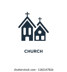 Church icon. Black filled vector illustration. Church symbol on white background. Can be used in web and mobile.