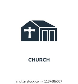Church icon. Black filled vector illustration. Church symbol on white background. Can be used in web and mobile.