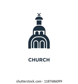 Church icon. Black filled vector illustration. Church symbol on white background. Can be used in web and mobile.