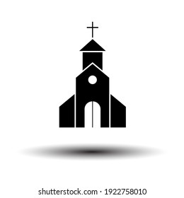 Church Icon. Black on White Background With Shadow. Vector Illustration.