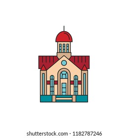 Church icon. Cartoon catholic Church icon illustration vector illustration for web design isolated on white background