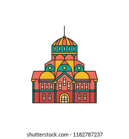 Church icon. Cartoon retro Church icon illustration vector illustration for web design isolated on white background