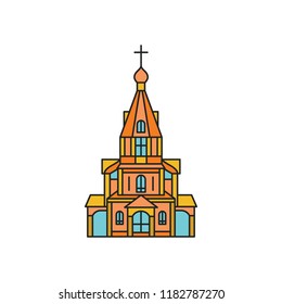 Church icon. Cartoon retro temple Church icon illustration vector illustration for web design isolated on white background