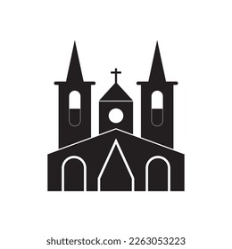 Church icon. Christian or Catholic places of worship. Christian symbol. Simple vector illustration isolated on white background.