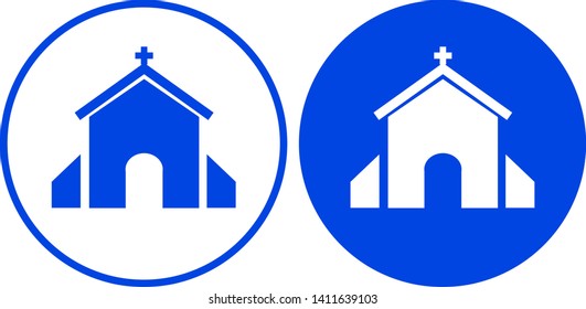 Church icon in circle. Vector illustration