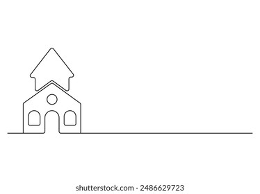 Icono de iglesia dibujo continuo de una línea, Ilustración vectorial mínima de dibujo de línea