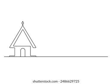 Icono de iglesia dibujo continuo de una línea, Ilustración vectorial mínima de dibujo de línea
