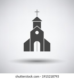 Church Icon. Dark Gray on Gray Background With Round Shadow. Vector Illustration.