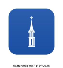 Church icon digital blue for any design isolated on white vector illustration