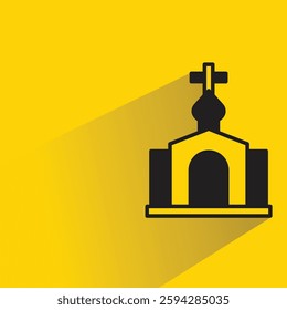 church icon with drop shadow on yellow background