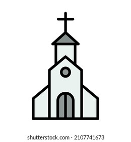 Church Icon. Editable Bold Outline With Color Fill Design. Vector Illustration.
