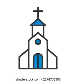 Church Icon. Editable Bold Outline With Color Fill Design. Vector Illustration.