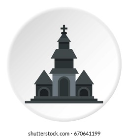 Church icon in flat circle isolated vector illustration for web