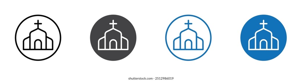 Church icon flat editable icon mark set.