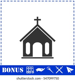 Church icon flat. Simple vector symbol and bonus icon