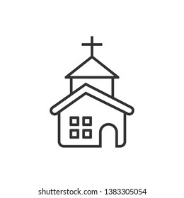 Church icon in flat style. Chapel vector illustration on white isolated background. Religious building business concept.