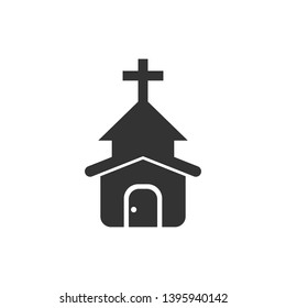 Church icon in flat style. Chapel vector illustration on white isolated background. Religious building business concept.
