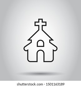 Church icon in flat style. Chapel vector illustration on isolated background. Religious building business concept.