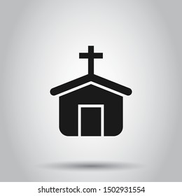 Church icon in flat style. Chapel vector illustration on isolated background. Religious building business concept.