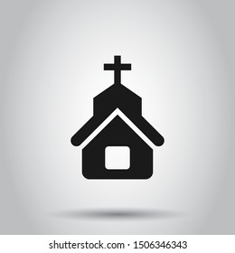 Church icon in flat style. Chapel vector illustration on isolated background. Religious building business concept.