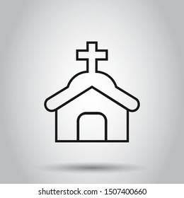 Church icon in flat style. Chapel vector illustration on isolated background. Religious building business concept.