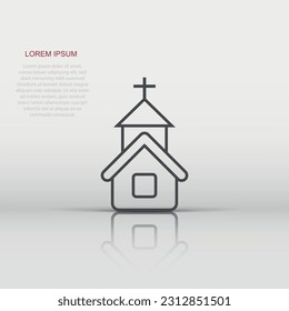 Church icon in flat style. Chapel vector illustration on white isolated background. Religious building business concept.