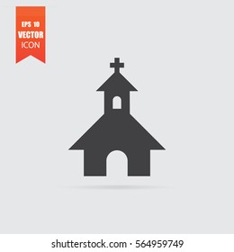Church icon in flat style isolated on grey background. For your design, logo. Vector illustration.