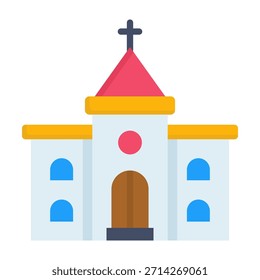 Ilustración vectorial plana del icono de la iglesia